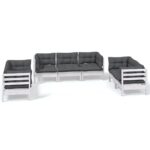 7-Piece Garden Lounge Set with Cushions Pine Wood Outdoor Patio Furniture