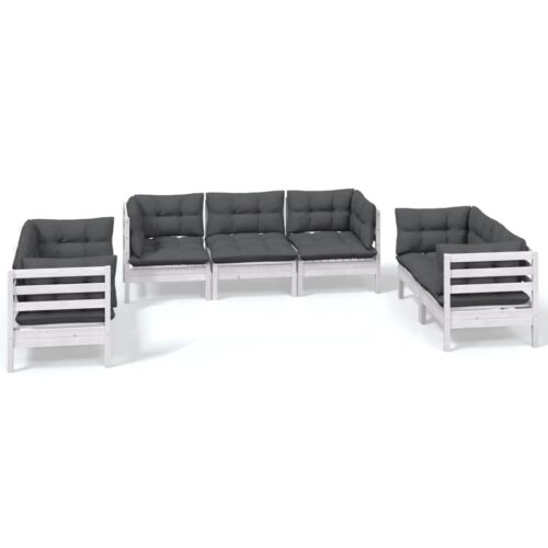 7-Piece Garden Lounge Set with Cushions Pine Wood Outdoor Patio Furniture