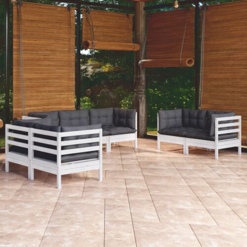 7-Piece Garden Lounge Set with Cushions Pine Wood Outdoor Patio Furniture - Image 2