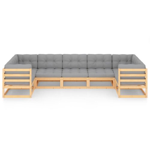 7-Piece Garden Lounge Set with Cushions Pine Wood Outdoor Patio Furniture - Image 3