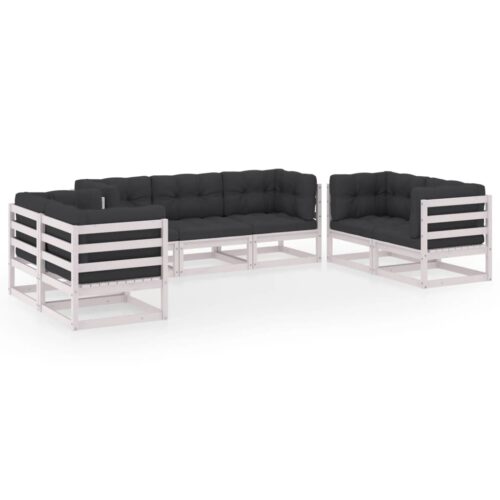 7-Piece Garden Lounge Set with Cushions Pine Wood Outdoor Patio Furniture