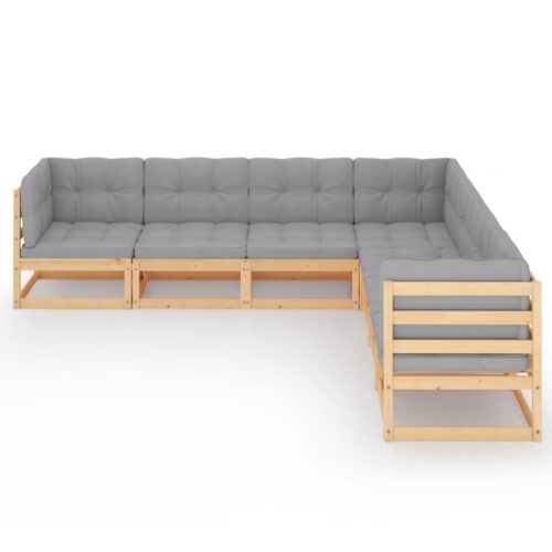 7-Piece Garden Lounge Set with Cushions Pine Wood Outdoor Patio Furniture - Image 3