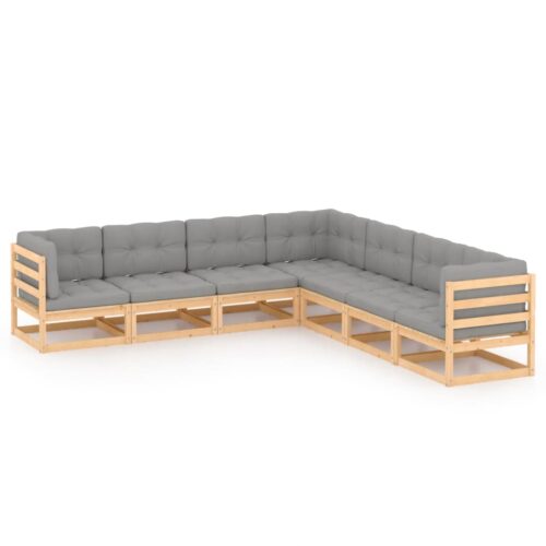 7-Piece Garden Lounge Set with Cushions Pine Wood Outdoor Patio Furniture