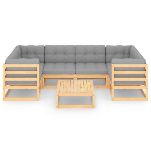 7-Piece Garden Lounge Set with Cushions Pine Wood Outdoor Patio Furniture - Image 2