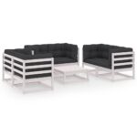 7-Piece Garden Lounge Set with Cushions Pine Wood Outdoor Patio Furniture