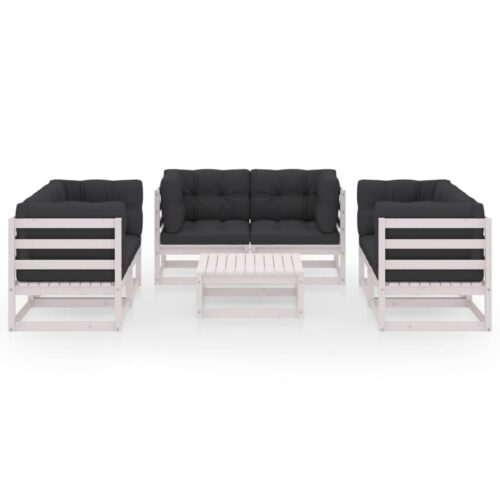 7-Piece Garden Lounge Set with Cushions Pine Wood Outdoor Patio Furniture - Image 3