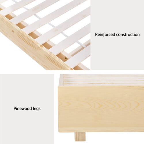 Artiss Bed Frame Queen Size Floating Wooden Mattress Base Platform Timber ODIN - Image 6