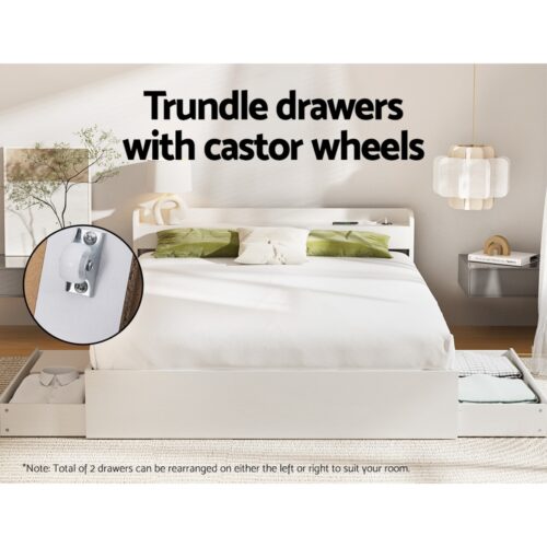 Artiss Bed Frame Double Size Mattress Base wtih Charging Ports 2 Storage Drawers - Image 6