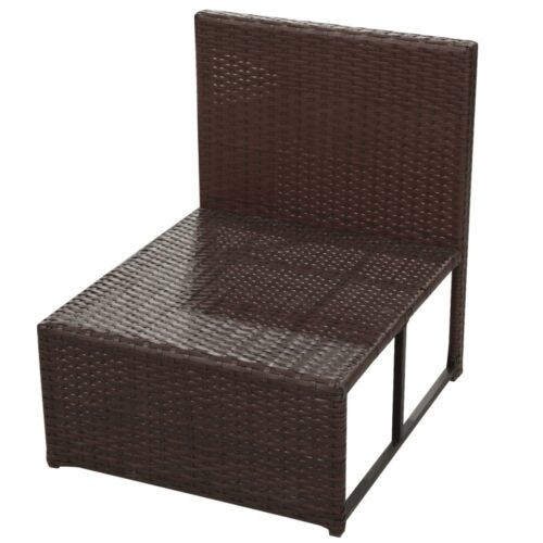 8-Piece Garden Lounge Set with Cushions Poly Rattan Wicker Outdoor Patio Furniture Brown - Image 5