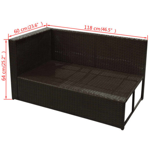8-Piece Garden Lounge Set with Cushions Poly Rattan Wicker Outdoor Patio Furniture Brown - Image 8