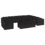 12-Piece Garden Lounge Set with Cushions Black Poly Rattan Wicker Outdoor Patio Furniture