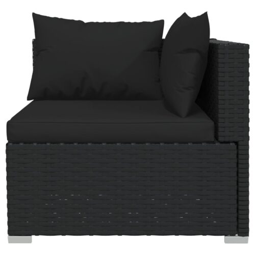 12-Piece Garden Lounge Set with Cushions Black Poly Rattan Wicker Outdoor Patio Furniture - Image 6