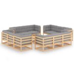 13-Piece Garden Lounge Set with Cushions Pine Wood Outdoor Patio Furniture