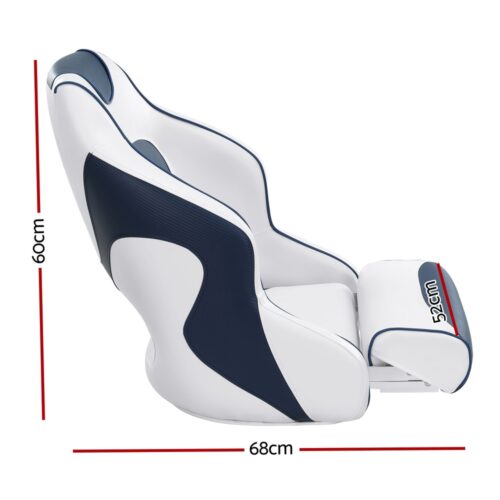 Seamanship Captain Bucket Boat Seats Flip Up Bolster Swivel 15cm Padding Blue - Image 2