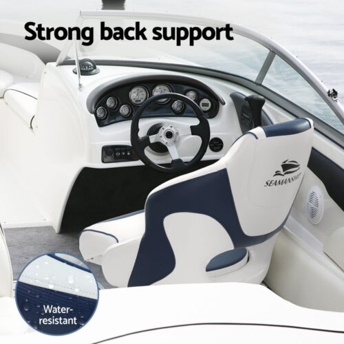 Seamanship Captain Bucket Boat Seats Flip Up Bolster Swivel 15cm Padding Blue - Image 6