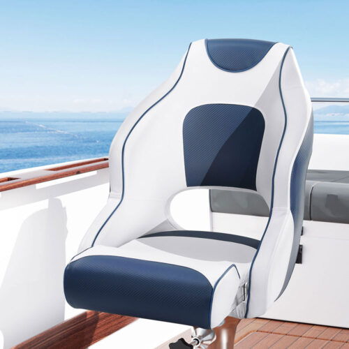 Seamanship Captain Bucket Boat Seats Flip Up Bolster Swivel 15cm Padding Blue - Image 7