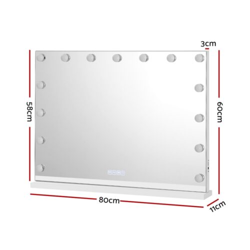 Embellir Bluetooth Makeup Mirror 80x58cm Hollywood Vanity with LED Light Wall - Image 2