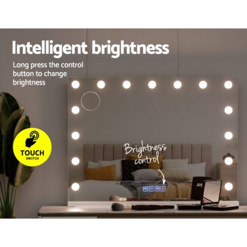 Embellir Bluetooth Makeup Mirror 80x58cm Hollywood Vanity with LED Light Wall - Image 6