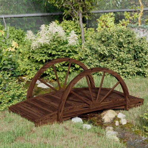Garden Bridge with Half-wheel 99x50x38cm Solid Wood Fir - Image 2