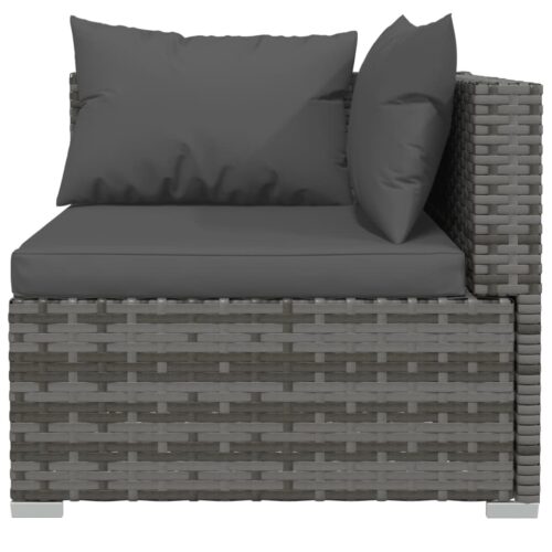 11-Piece Garden Lounge Set with Cushions Grey Poly Rattan Wicker Outdoor Patio Furniture - Image 6