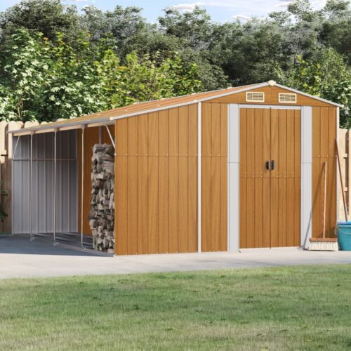 Garden Shed Outdoor Storage Tool Workshop Sheds Light Brown 277x365.5x179cm - Image 2