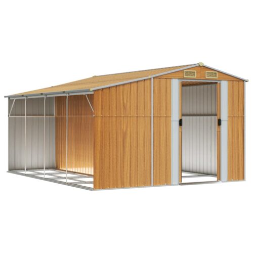Garden Shed Outdoor Storage Tool Workshop Sheds Light Brown 277x365.5x179cm - Image 3
