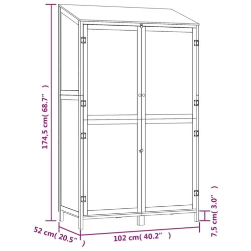 Garden Shed 102x52x174.5cm Solid Wood Fir - Image 8