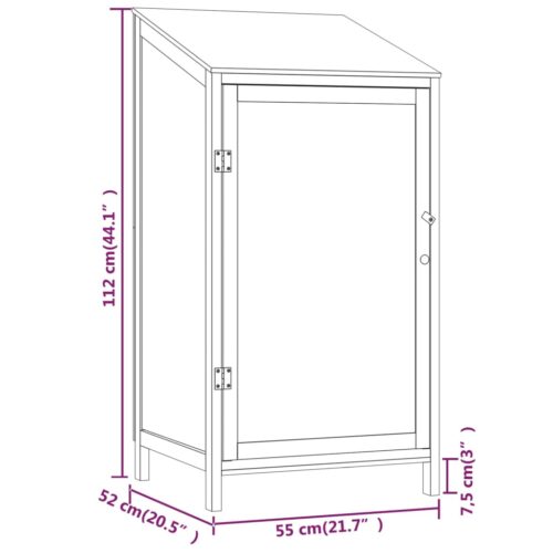 Garden Shed 55x52x112cm Solid Wood Fir - Image 7