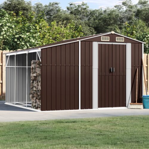 Garden Shed Outdoor Storage Tool Workshop Sheds 277x279x179cm Galvanised Steel - Image 2