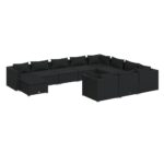 11-Piece Garden Lounge Set with Cushions Poly Rattan Wicker Outdoor Patio Furniture Black