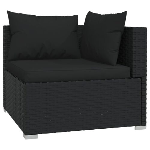 11-Piece Garden Lounge Set with Cushions Poly Rattan Wicker Outdoor Patio Furniture Black - Image 4