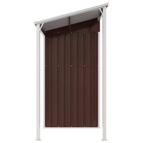 Garden Shed Outdoor Storage Tool Workshop Sheds with Extended Roof Steel Brown - Image 5