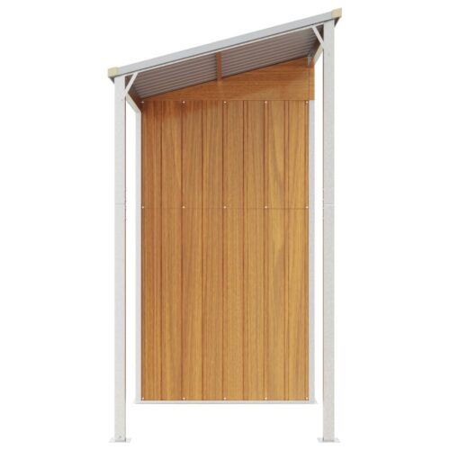 Garden Shed with Extended Roof Light Brown 277x110.5x181cm Steel - Image 5