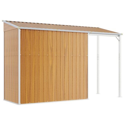 Garden Shed with Extended Roof Light Brown 277x110.5x181cm Steel - Image 6
