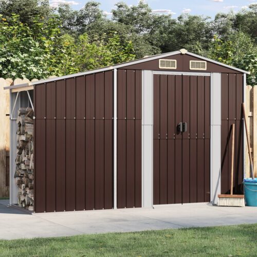 Garden Shed Brown 277x93x179cm Galvanised Steel - Image 2