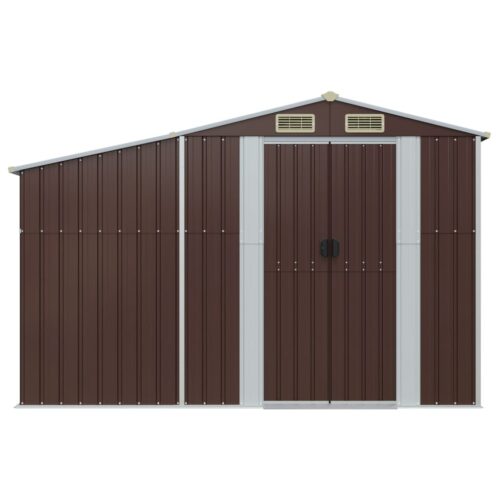 Garden Shed Brown 277x93x179cm Galvanised Steel - Image 3