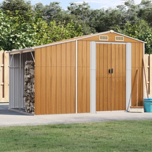 Garden Shed Light Brown 277x192.5x179cm Galvanised Steel - Image 2