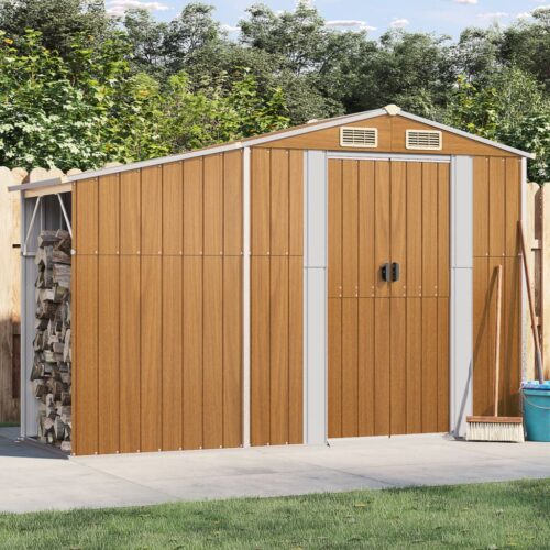 Garden Shed Brown 277x93x179cm Galvanised Steel - Image 2