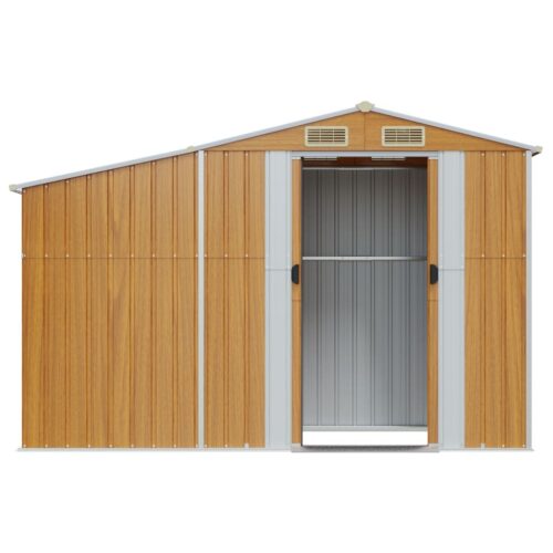 Garden Shed Brown 277x93x179cm Galvanised Steel - Image 4