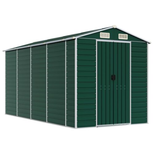 Garden Shed Green 191x385x198cm Galvanised Steel