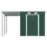 Garden Shed with Extended Roof Green 346x236x181cm Steel