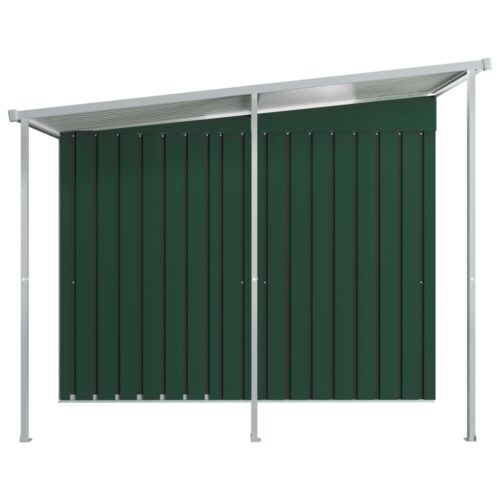 Garden Shed with Extended Roof Green 346x236x181cm Steel - Image 3