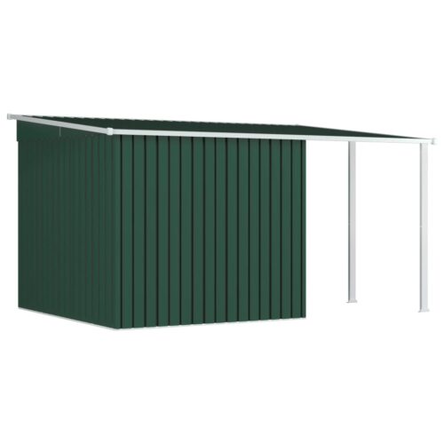 Garden Shed with Extended Roof Green 346x236x181cm Steel - Image 4