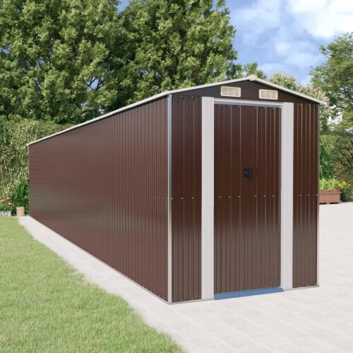 Garden Shed Dark Brown 192x1021x223cm Galvanised Steel - Image 2