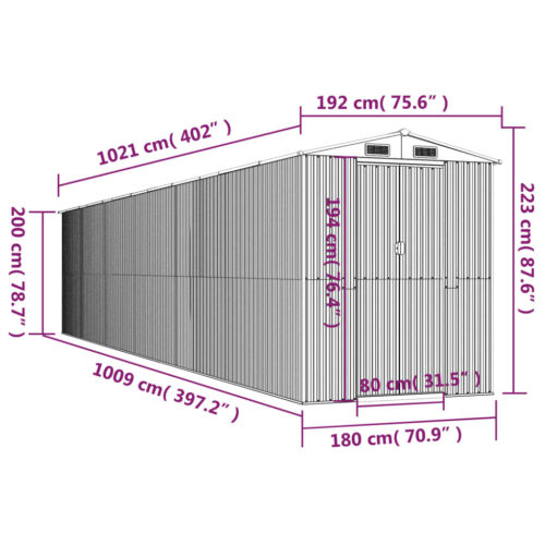 Garden Shed Dark Brown 192x1021x223cm Galvanised Steel - Image 8