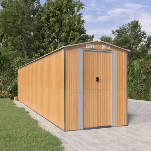 Garden Shed Light Brown 192x855x223cm Galvanised Steel - Image 2