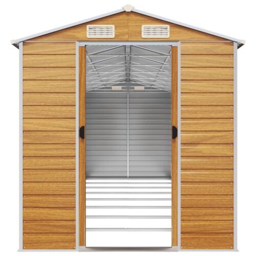 Garden Shed Light Brown 191x725x198cm Galvanised Steel - Image 5