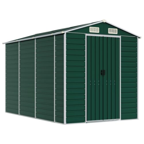 Garden Shed Outdoor Storage Tool Workshop Green Galvanised Steel 191x300x198cm