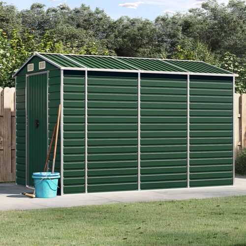 Garden Shed Outdoor Storage Tool Workshop Green Galvanised Steel 191x300x198cm - Image 2