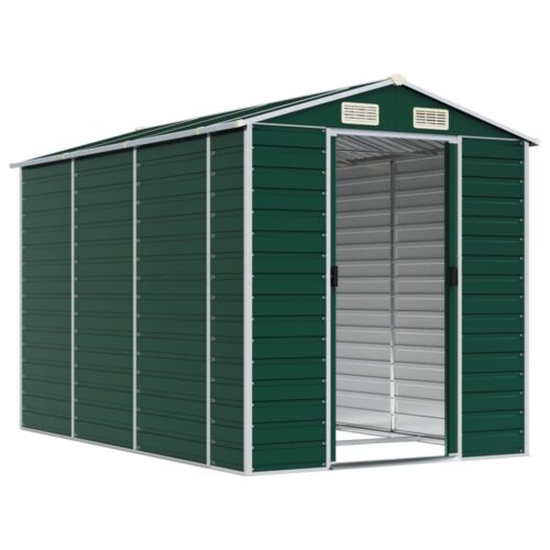 Garden Shed Outdoor Storage Tool Workshop Green Galvanised Steel 191x300x198cm - Image 3
